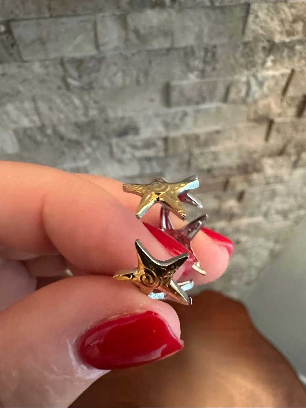 Fashion Jewelry Two-Tone Starfish Open Cuff Ring - Gold & Silver